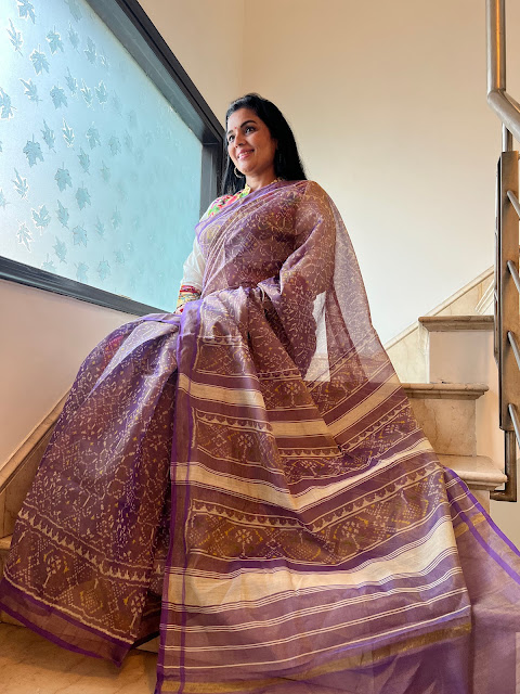 Lavender cotton patola saree with lavender salvage