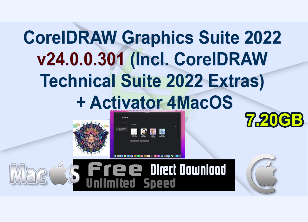 CorelDRAW Graphics Suite 2022 v24.0.0.301 (Incl. CorelDRAW Technical Suite 2022 Extras) + Activator 4MacOS