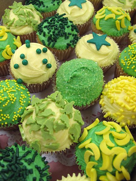 Green and Yellow Wedding Cupcakes by Crumbs and Doilies