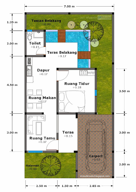 Denah Rumah Minimalis Tipe 43