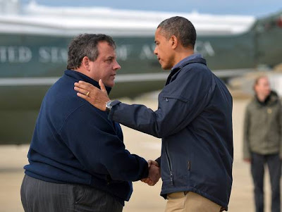 President Obama is greeted by New Jersey Gov.