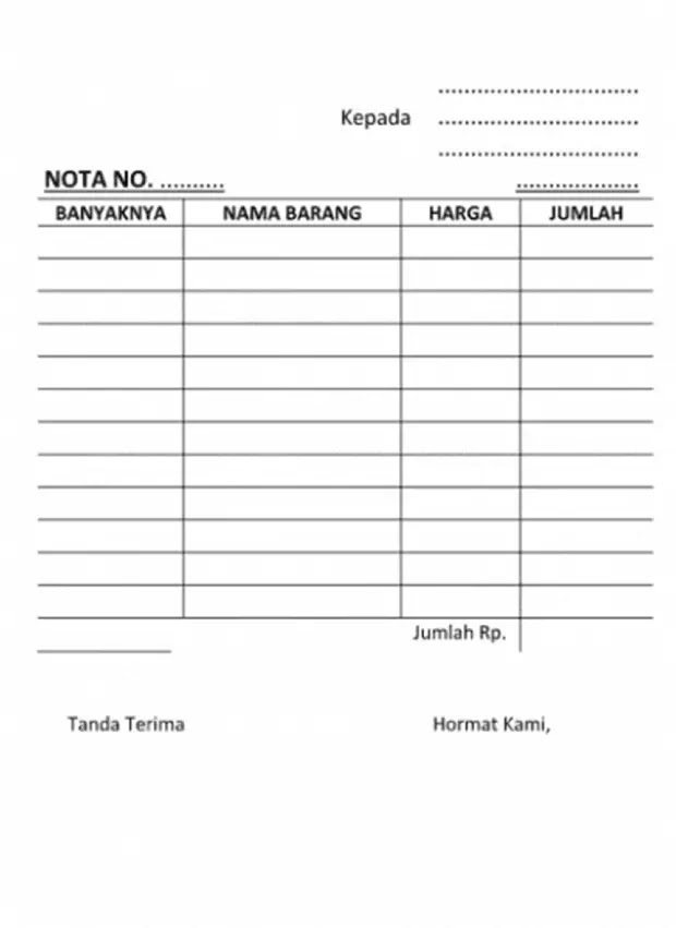 Format Nota ATK Kosong