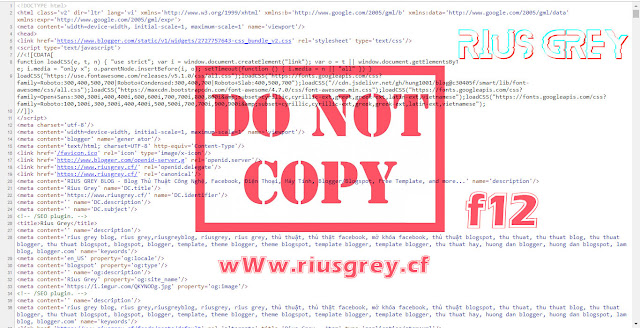 Code Chống Copy, ViewSource, F12,Chuột phải... Cho Blogspot/Blogger | RIUSGREY