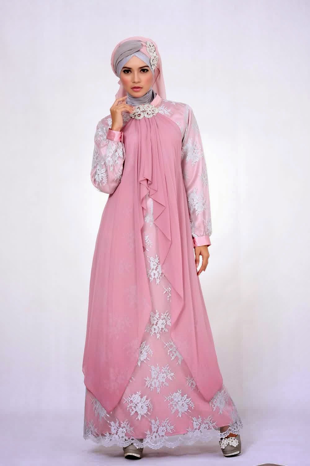 20+ Contoh Baju Gamis Muslim Brokat Terbaru 2018