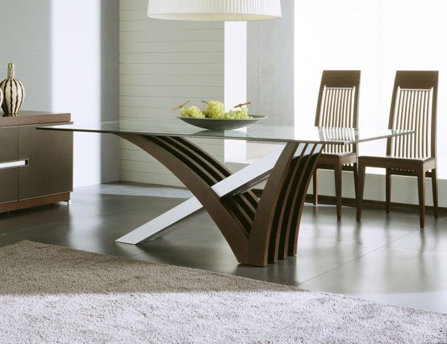 Modern Glass Top Dining Room Table