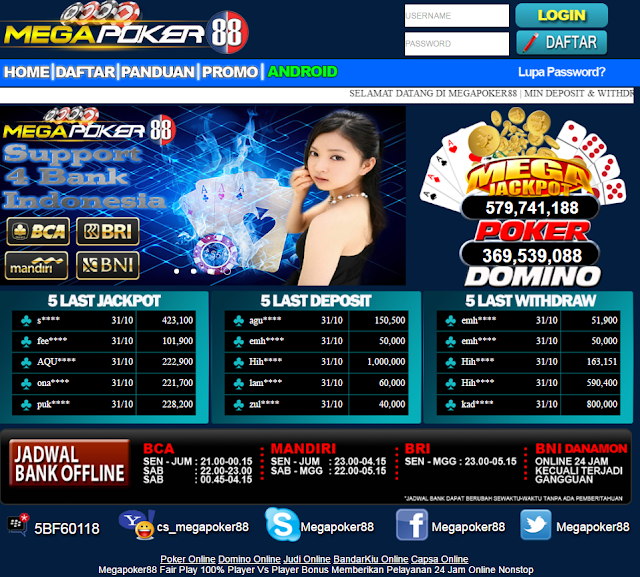 MEGAPOKER88 JUDI POKER DOMINO QQ DAN BANDARKIU ONLINE TERPERCAYA