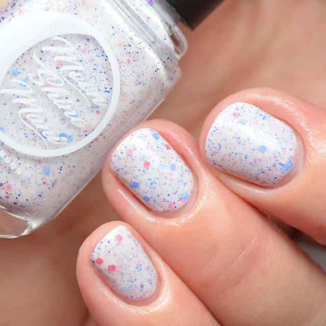 white nail polish with glitter