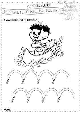 Atividade coordenação motora fina dia do índio para imprimir