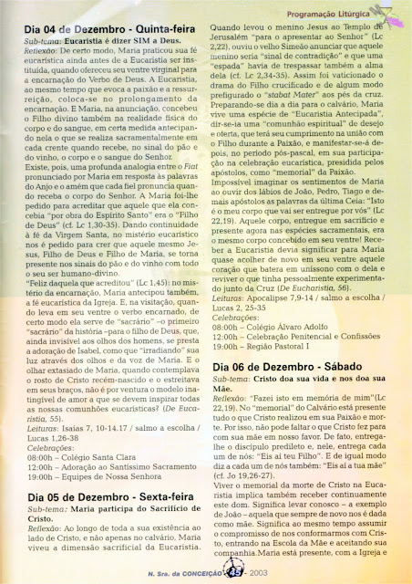 PROGRAMA DA FESTA DE NOSSA SENHORA DA CONCEIÇÃO – 2003 – Santarém – Pará - Brasil