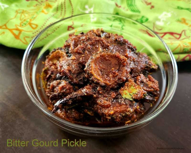 images of Bitter Gourd PIckle Recipe /Pavakkai Urukkai Recipe / Pavakka Achar / Kakarakaya Nilava Pachadi / Andhra Style Bitter Gourd Pickle / Karela Pickle