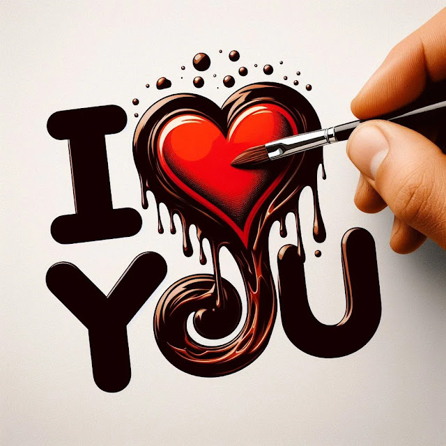 I Love You by chocolate shape with heart