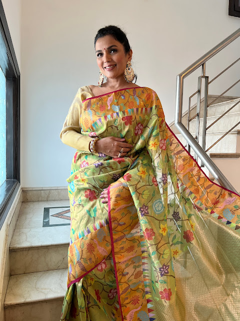 Katan silk saree, pure sari work