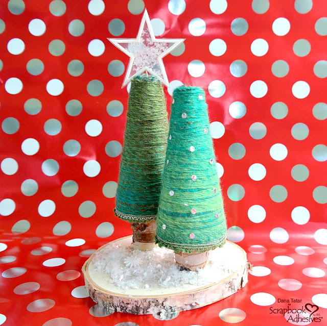 DIY Christmas Yarn Tree Decor Tutorial by Dana Tatar for Scrapbook Adhesives by 3L