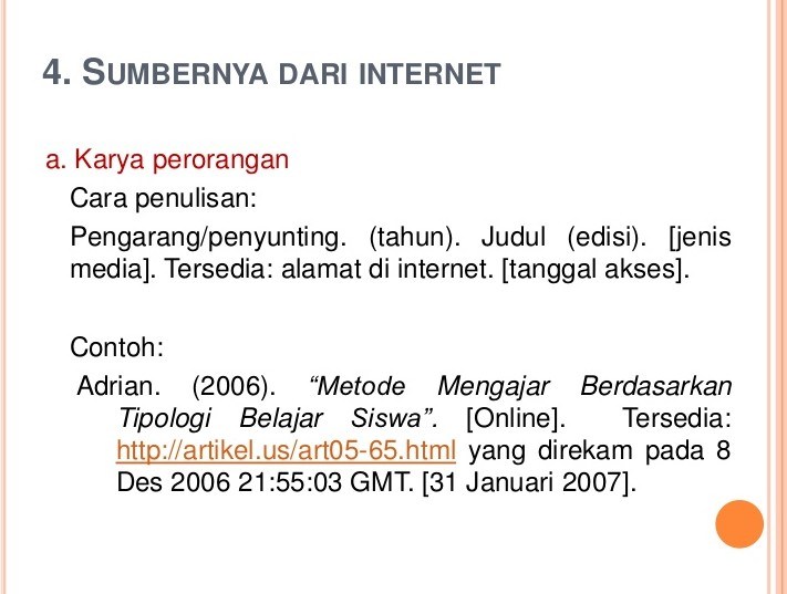 Contoh Penulisan Daftar Pustaka Dalam Internet - Simak 