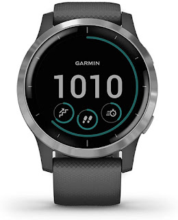 Garmin vívoactive 4, GPS Smartwatch, Features Music, Body Energy Monitoring, Animated Workouts, Pulse Ox Sensors and More, Silver with Gray Band