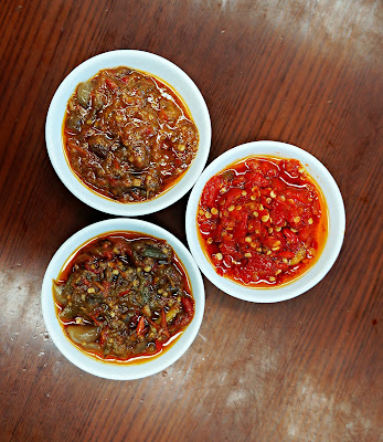 Sambal balado, sambal terasi, sambal lamongan ala Pak Usu Pontianak