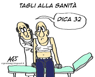 sanità, spending review, diagnostica, satira, vignetta