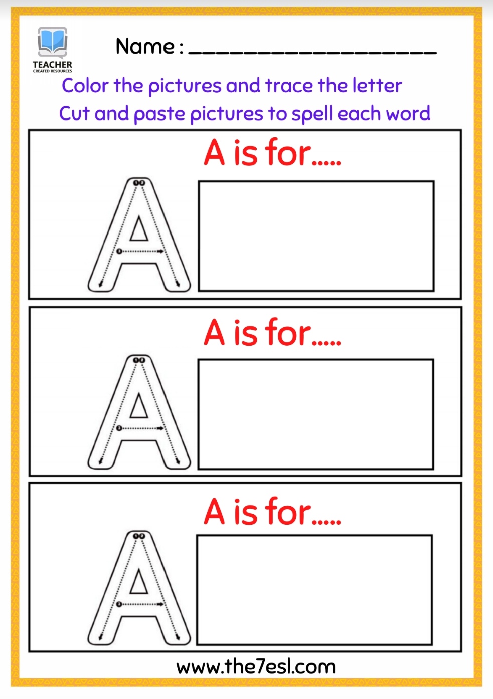 Alphabet Activities Cut Amp Paste