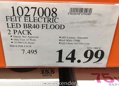 Deal for a 2 pack of Feit Electric BR40 Flood 75 Watt Replacement LED Bulbs at Costco