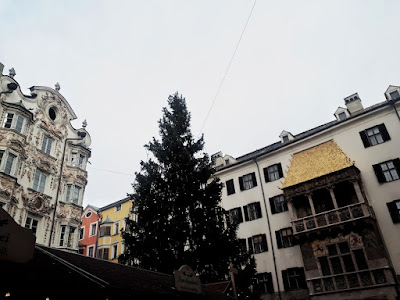 Innsbruck old town Christmas market and golden roof 