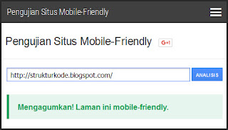 mengecek template mobile friendly
