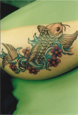 Japanese Koi Fish Tattoo Full Color on Foot