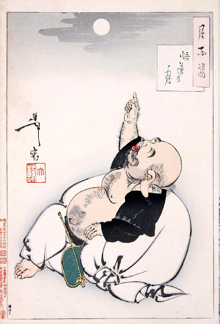 Ukiyo-e. Träsnitt. Hotei. Yoshitoshi.