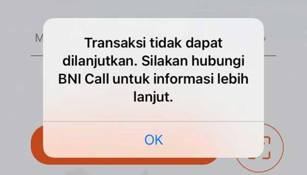 Solusi Biometric login BNI Transaksi Tidak Dapat Dilanjutkan