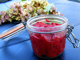 Beetroot hummous. Prepared and photographed by Susan Walter. Tour the Loire Valley with a classic car and a private guide.