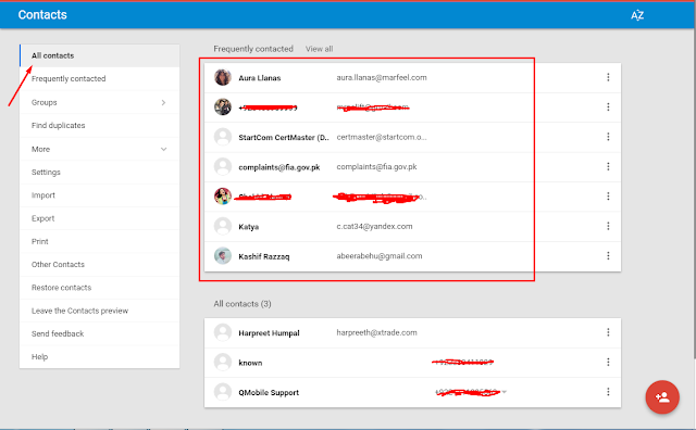 Contacts recovery with google contacts
