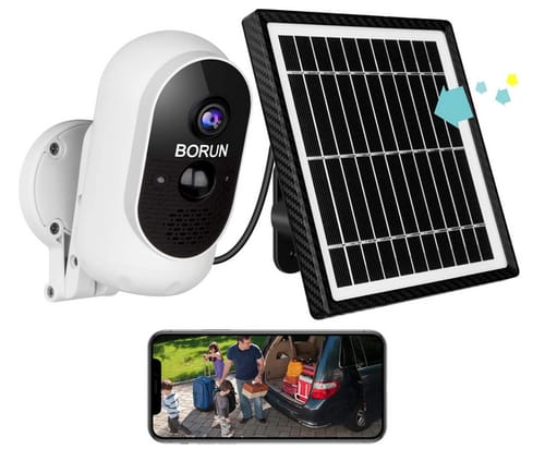 BORUN Outdoor Security Camera with Solar Panel