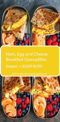 Ham, Egg and Cheese Breakfast Quesadillas - Meal prep ahead of time so you can have breakfast done right every morning! Less than 300 calories per serving!