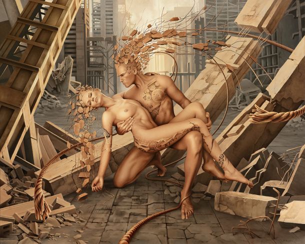 Maja Borowicz arte pinturas surreais apocalípticas eróticas sensuais eróticas ficção futurista