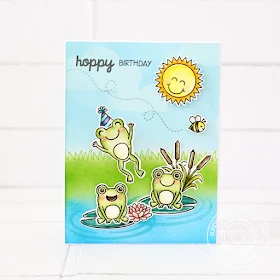 Sunny Studio Stamps: Froggy Friends Happy Birthday Wiggly Frog Card by Lexa Levana