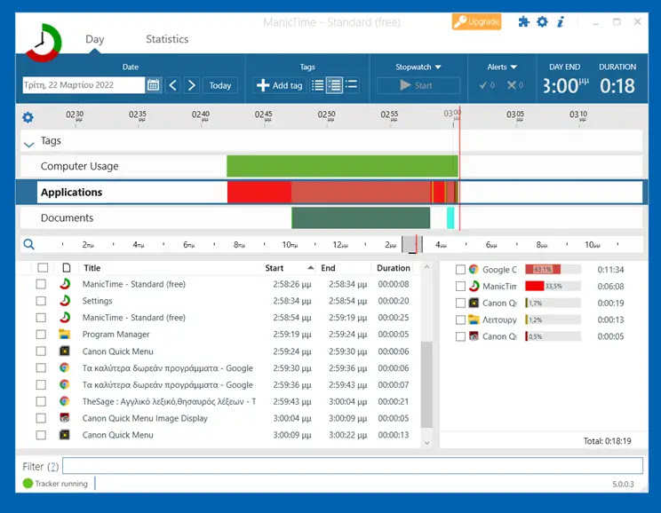 ManicTime : Ποια προγράμματα χρησιμοποιείτε περισσότερο και πόσο ;