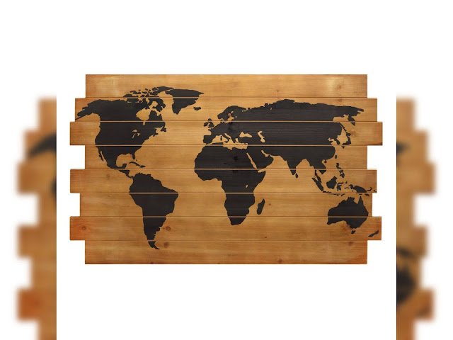 World Map On Wood Planks