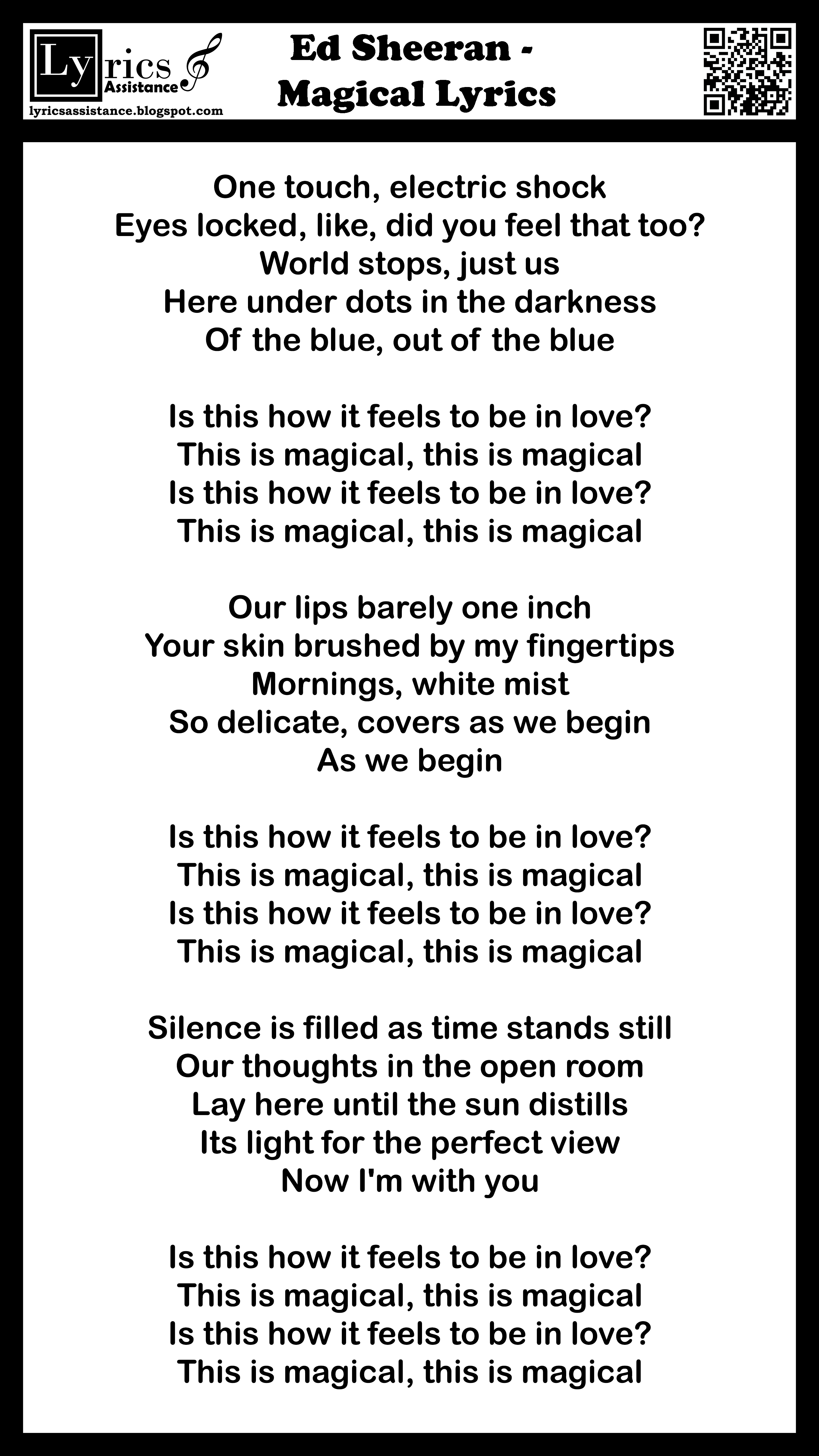 ed sheeran - magical lyrics