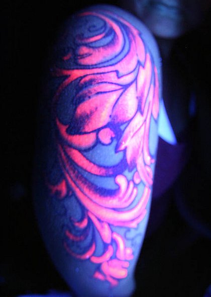 pink swirls tattoos uv