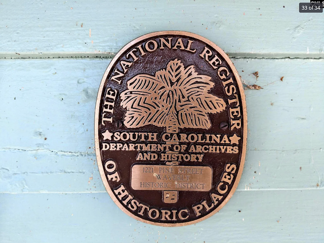 color photo of bronze plaque, National Register of Historic Places plaque, upstairs bedroom, Sears Modern Home No. 118, at 1221 Pine Street, Columbia, South Carolina, Waverly Historic Distric