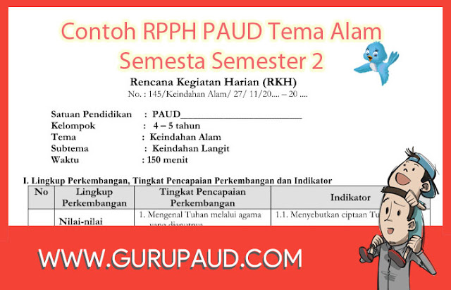 Contoh RPPH PAUD Tema Alam Semesta Semester 2