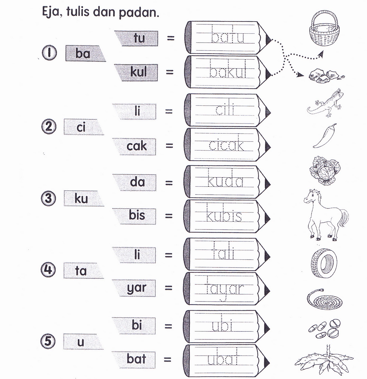 KSSR Bahasa Malaysia Tahun 1: Latihan Suku Kata (3)