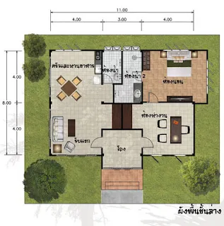 บ้านชั้นเดียว 1 ห้องนอน 2 ห้องน้ำ [บ้านจันทอง19]