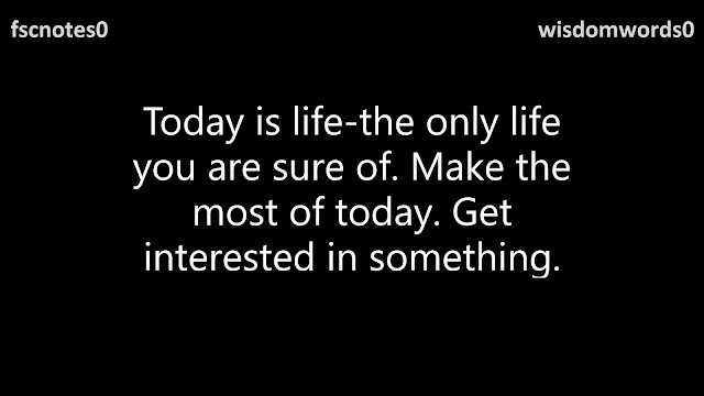 Today is life-the only life you are sure of. Make the most of today. Get interested in something.
