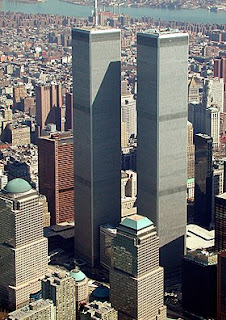 The original World Trade Center (WTC) was a large complex of seven buildings in the Financial District of Lower Manhattan, New York City, United States. It opened on April 4, 1973, and was destroyed in 2001 during the September 11 attacks. At the time of their completion, the Twin Towers—the original 1 World Trade Center (the North Tower) at 1,368 feet (417 m); and 2 World Trade Center (the South Tower) at 1,362 feet (415.1 m)—were the tallest buildings in the world. Other buildings in the complex included the Marriott World Trade Center (3 WTC), 4 WTC, 5 WTC, 6 WTC, and 7 WTC. The complex contained 13,400,000 square feet (1,240,000 m2) of office space.