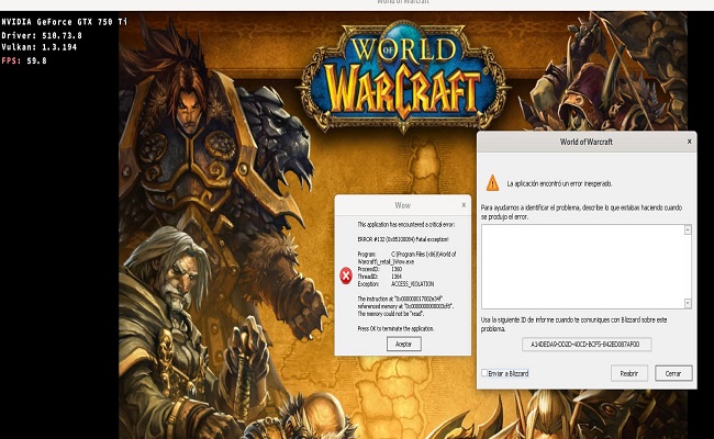 World of Warcraft Fatal Exception Error 132
