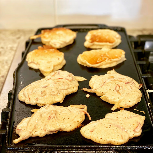 Apple Peel Pancakes on the Griddle