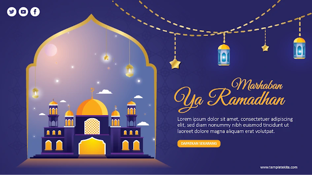 Free Desain Ramadhan PPT : Download Contoh Desain Flat Tema Ramadhan PowerPoint