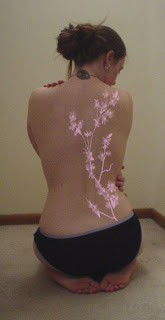 Cherry Blossom Tattoo Design on Girls Back