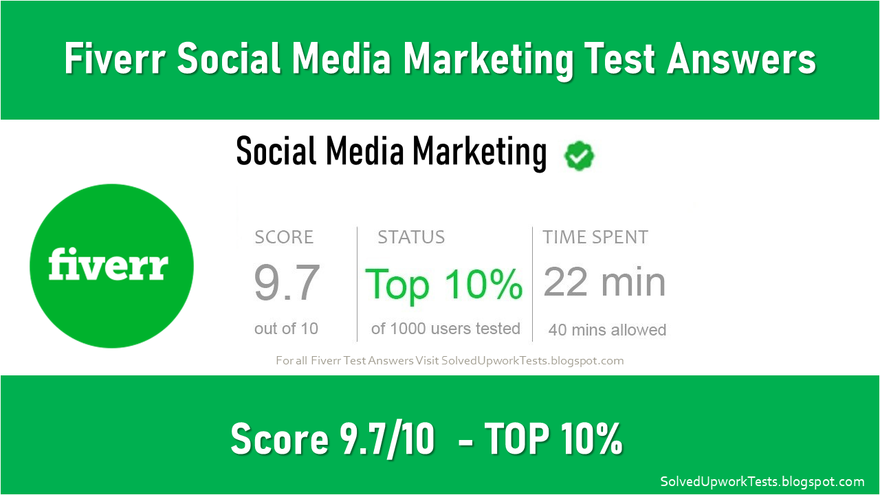 Fiverr Social Media Marketing Test Answers 2022