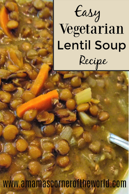 pinnable image for easy vegetarian lentil soup recipe